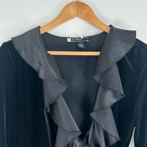 Vintage JS Boutique Black Velvet With Satin Fringe - Picture 7 of 8
